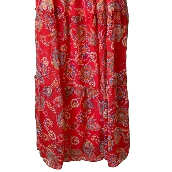 RABBIT RABBIT RABBIT Red Floral Tiered Maxi Dress Size 8P NEW - Picture 6 of 11